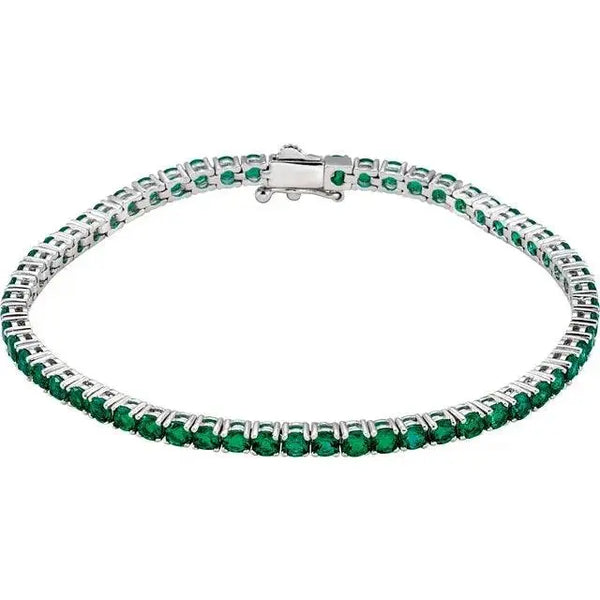 Lab-Grown Emerald Line Bracelet – Handcrafted Solid Gold Luxury Jewelry