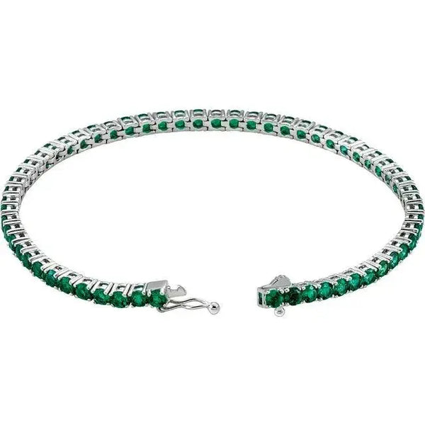 Lab-Grown Emerald Line Bracelet – Handcrafted Solid Gold Luxury Jewelry - 2