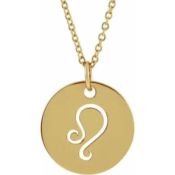 Leo Zodiac Disc Necklace – Gold Jewelry