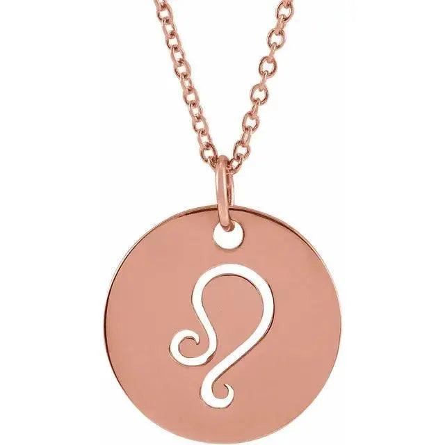 Leo Zodiac Disc Necklace in 14k Gold Jimmy Leon Fine Jewelry