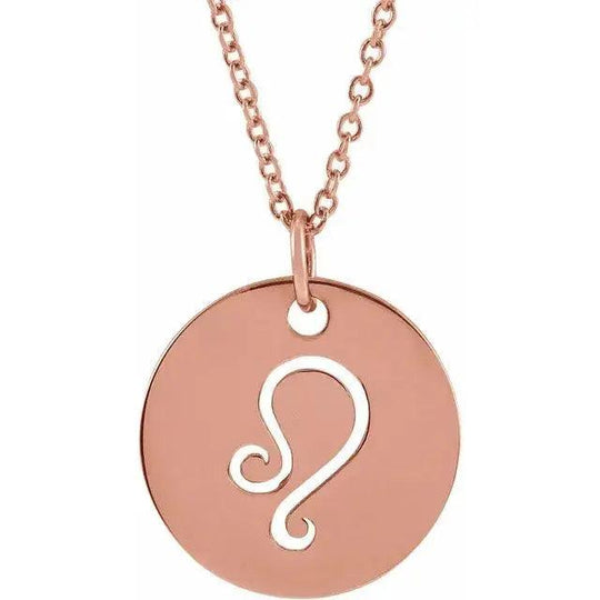 Leo Zodiac Disc Necklace in 14k Gold Jimmy Leon Fine Jewelry