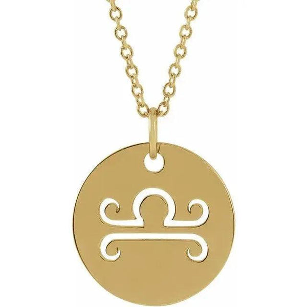 Libra Zodiac Disc Necklace – Gold Jewelry