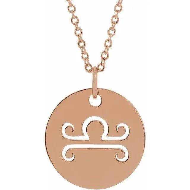 Libra Zodiac Disc Necklace in 14k Gold Jimmy Leon Fine Jewelry