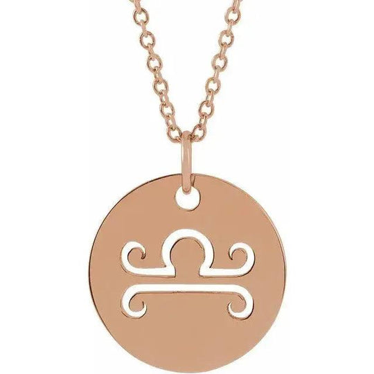 Libra Zodiac Disc Necklace in 14k Gold Jimmy Leon Fine Jewelry