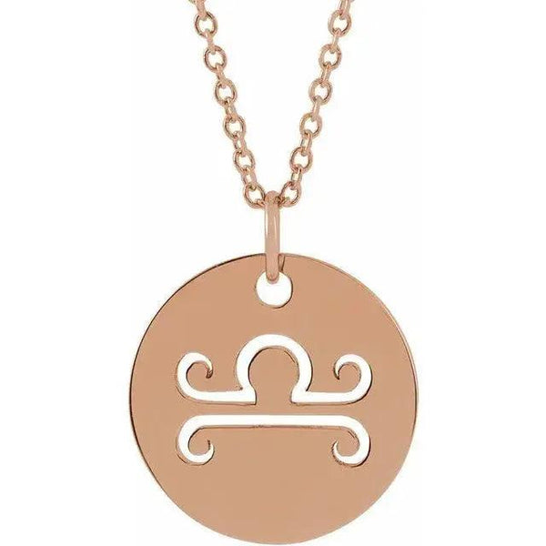 Libra Zodiac Disc Necklace – Gold Jewelry - 4