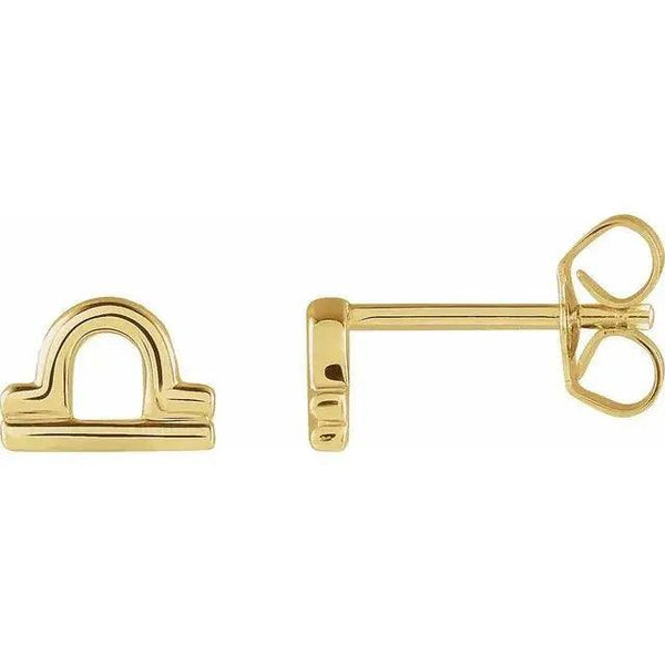 14k Gold Libra Zodiac Stud Earrings – Available in White, Yellow, and Rose Gold - 2