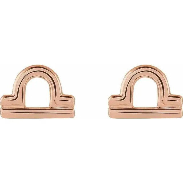 14k Gold Libra Zodiac Stud Earrings – Available in White, Yellow, and Rose Gold - 4