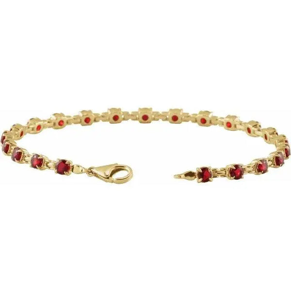 Mozambique Garnet Tennis Bracelet – Handcrafted Solid Gold Luxury Jewelry - 2