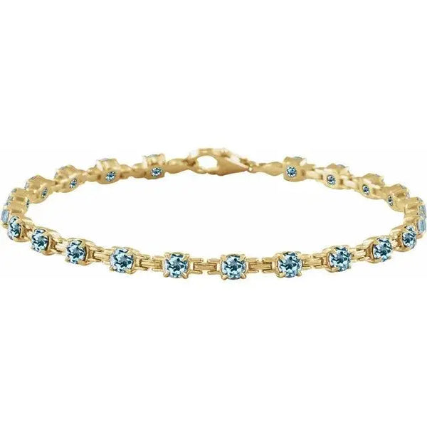 Sky Blue Topaz Tennis Bracelet – Handcrafted Solid Gold Luxury Jewelry