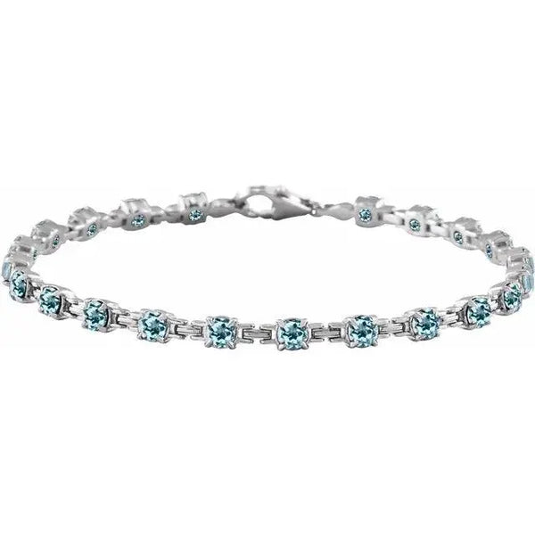 Sky Blue Topaz Tennis Bracelet – Handcrafted Solid Gold Luxury Jewelry - 4