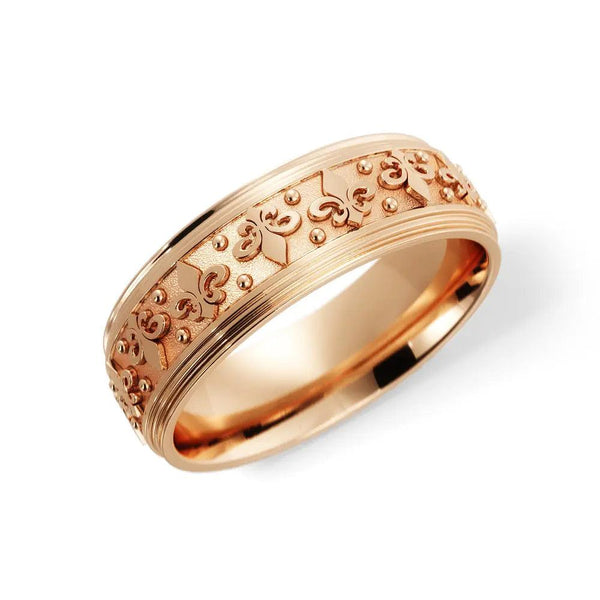 Fleur-de-Lis Wedding Ring – Rose Gold 6mm