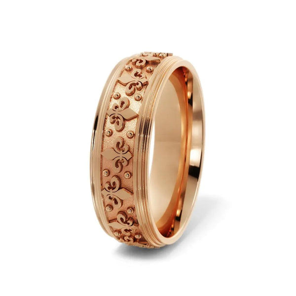 Fleur-de-Lis Wedding Ring – Rose Gold 6mm - 2