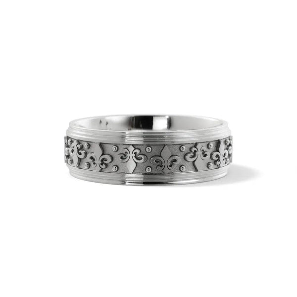 Fleur-de-Lis Wedding Ring – White Gold 6mm - 2