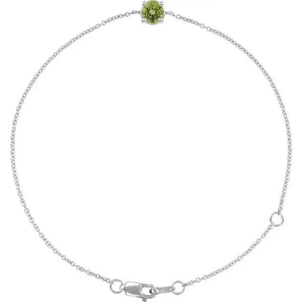 Birthstone Bracelet with Natural Peridot – Handcrafted Solid Gold Jewelry with 4mm Gemstones - 3