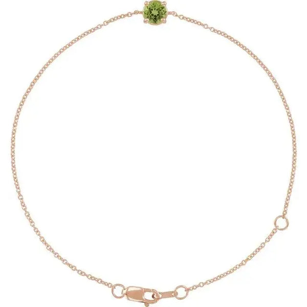 Birthstone Bracelet with Natural Peridot – Handcrafted Solid Gold Jewelry with 4mm Gemstones - 4