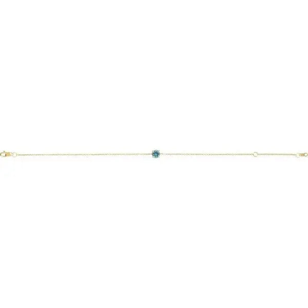 Birthstone Bracelet with Natural Blue Zircon – Handcrafted Solid Gold Jewelry with 4mm Gemstones - 2