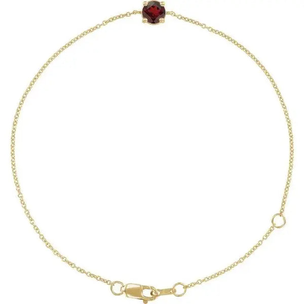 Birthstone Bracelet with Natural Mozambique Garnet – Handcrafted Solid Gold Jewelry with 4mm Gemstones