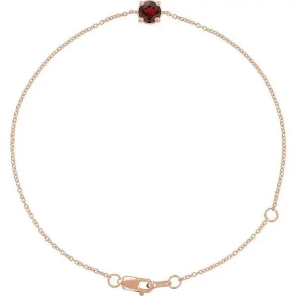 Birthstone Bracelet with Natural Mozambique Garnet – Handcrafted Solid Gold Jewelry with 4mm Gemstones - 3