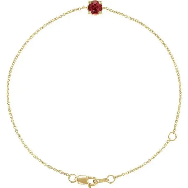 Birthstone Bracelet with Lab-Grown Ruby – Handcrafted Solid Gold Jewelry