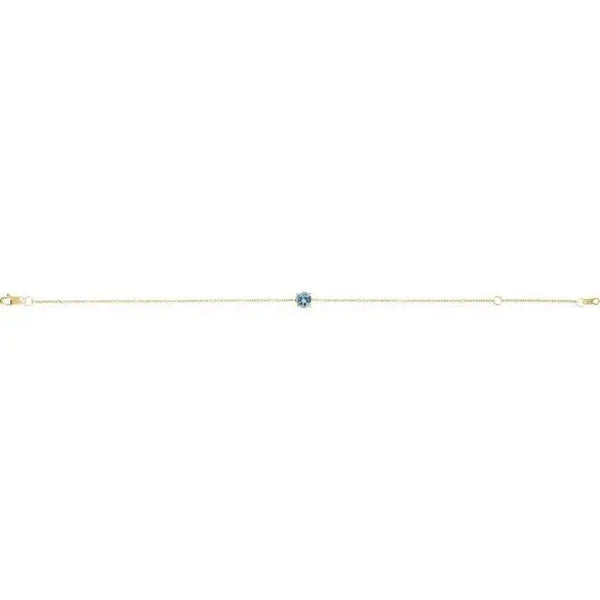 Birthstone Bracelet with Natural Aquamarine – Handcrafted Solid Gold Jewelry with 4mm Gemstones - 2