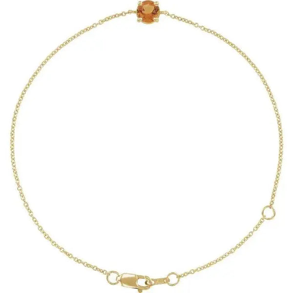 Natural Citrine Bracelet – Handcrafted Solid Gold Jewelry with 4mm Gemstones