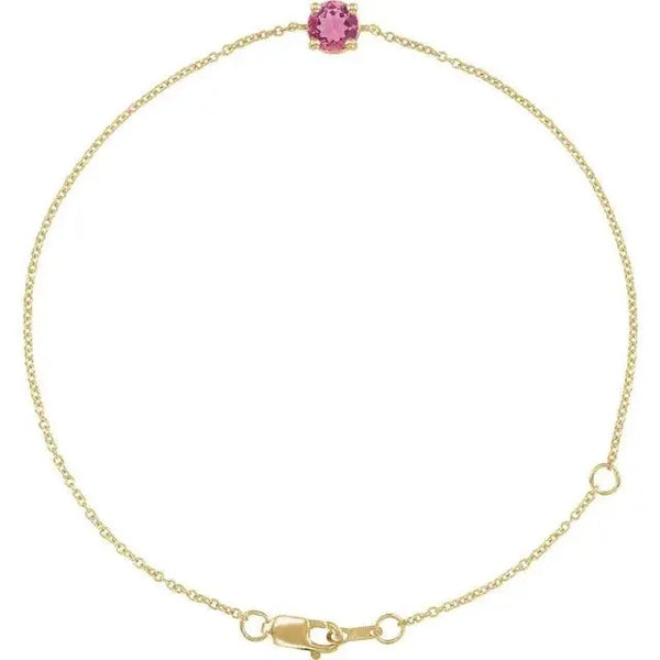 Birthstone Bracelet with Natural Pink Tourmaline – Handcrafted Solid Gold Jewelry