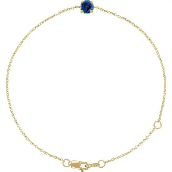 Birthstone Bracelet with Lab-Grown Blue Sapphire – Handcrafted Solid Gold Jewelry with 4mm Gemstones