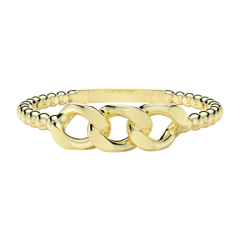 14K gold link beads ring with textured finish – Dimitrios Creations