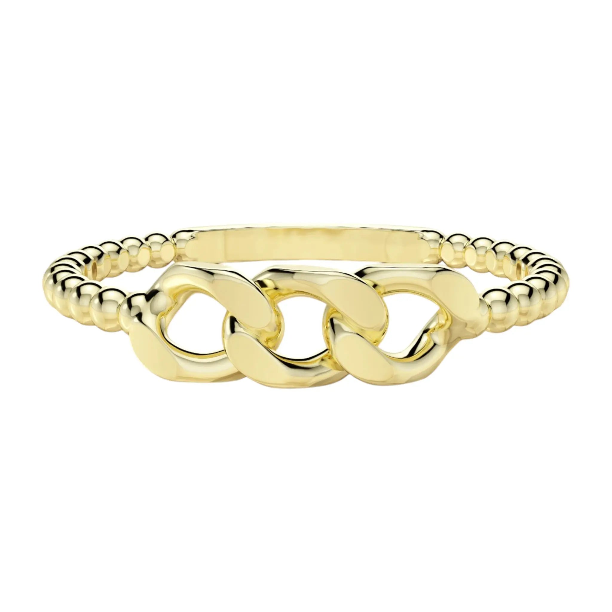 14K gold link beads ring with textured finish – Dimitrios Creations