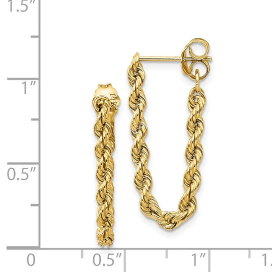 Minimalist 14K gold rope earrings, designed with classic twisted details