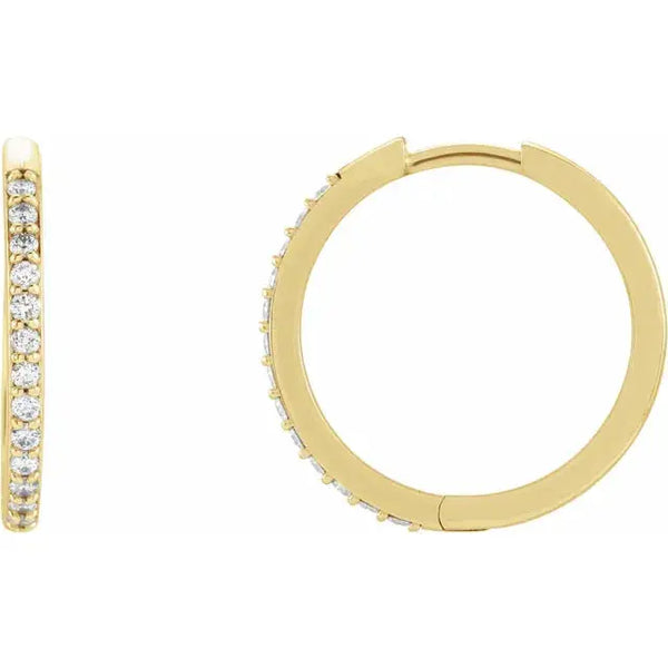 Diamond Hoop Earrings – 18mm Gold