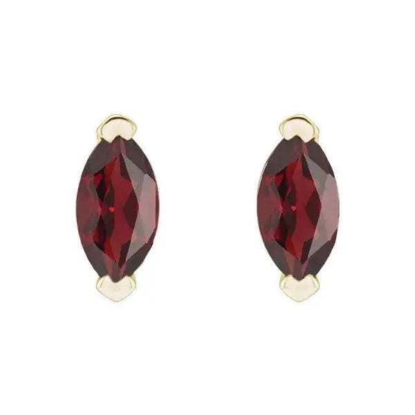 Marquise Natural Garnet Earrings - 2