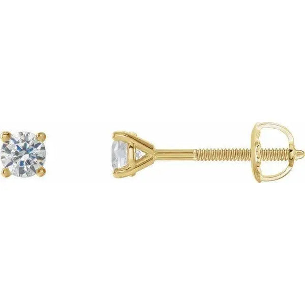 14K Gold Martini Diamond Stud Earrings – Timeless Three-Prong Elegance - 3