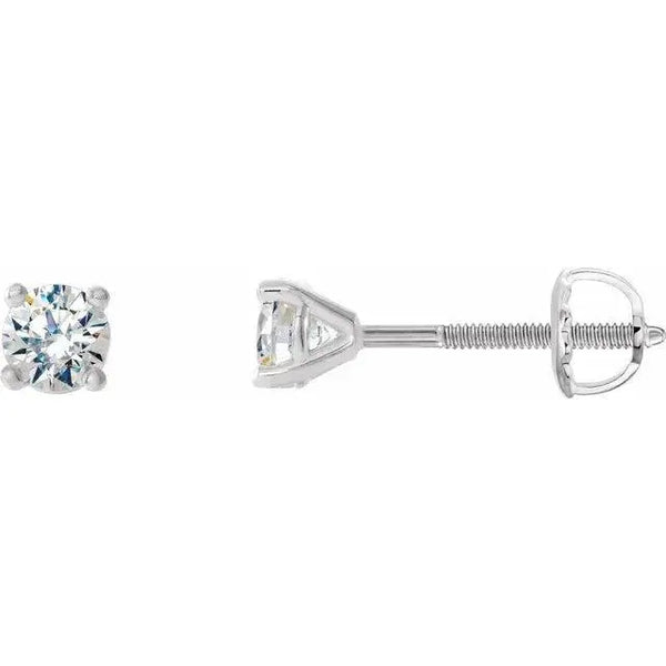 14K Gold Martini Diamond Stud Earrings – Timeless Three-Prong Elegance