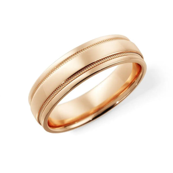 10K Gold Milgrain Groove Cut 5mm Wedding Band – Polished Classic for Men and Women - 4