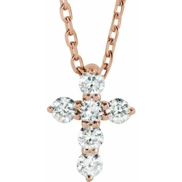 Mini Diamond Cross Necklace – 14K Gold | Adjustable 16-18 Inches - 4