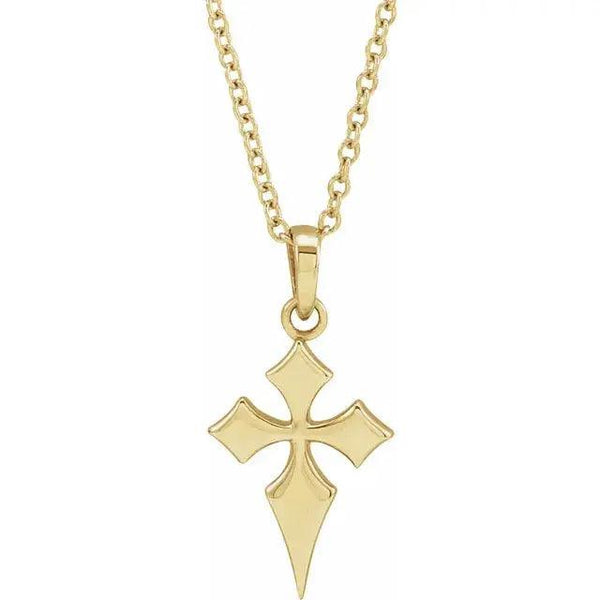 Modern Cross Necklace – 14K Gold