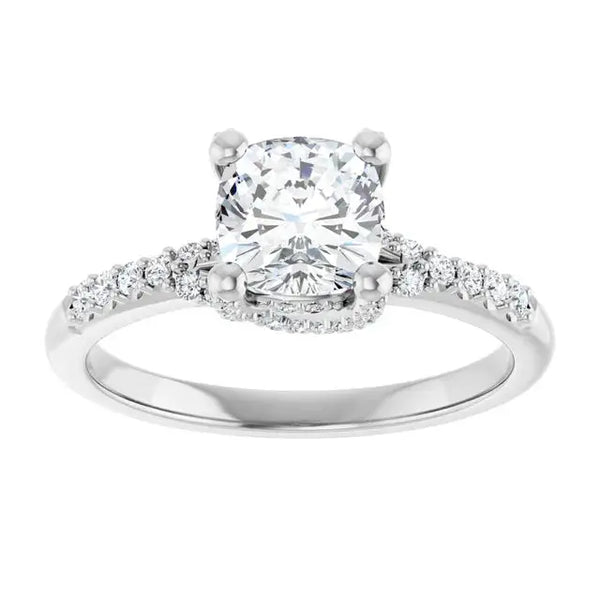 Modern Halo Cushion Diamond Engagement Ring – 1ct