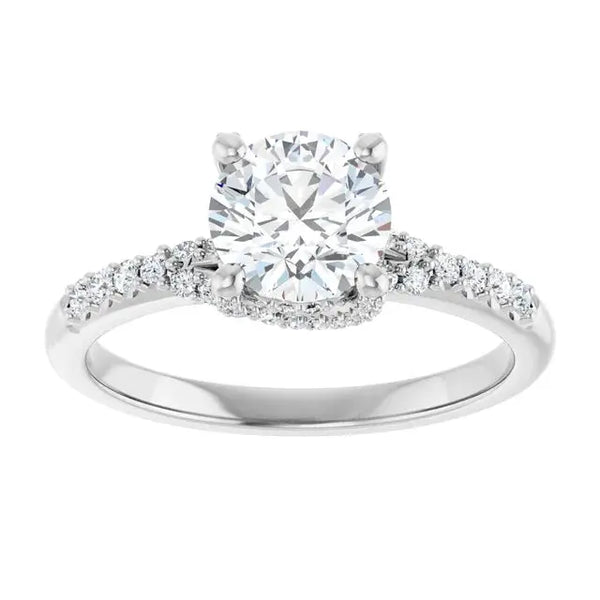 Modern 1 Carat Round Halo Diamond Engagement Ring