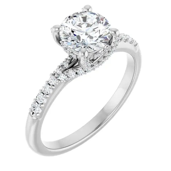 Modern 1 Carat Round Halo Diamond Engagement Ring - 4