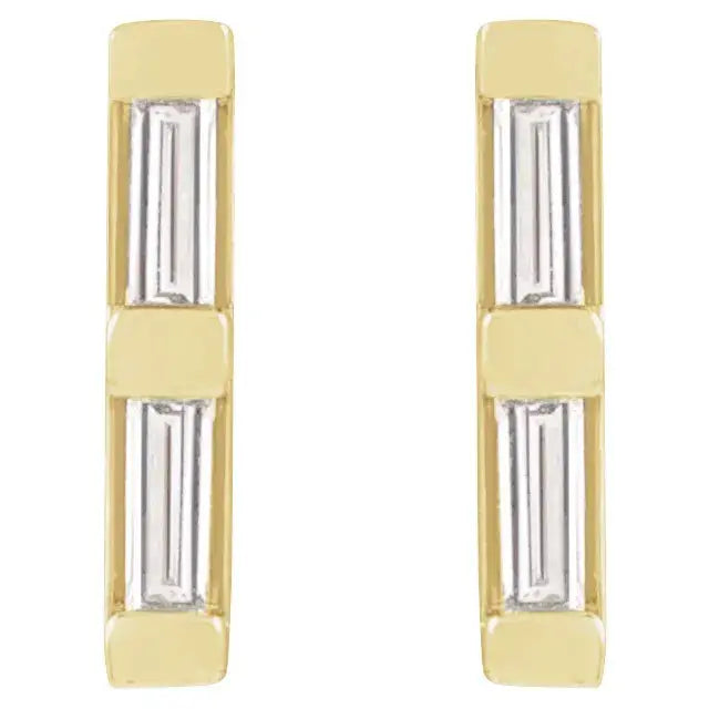 Natural Baguette Diamond Bar Earrings Jimmy Leon Fine Jewelry