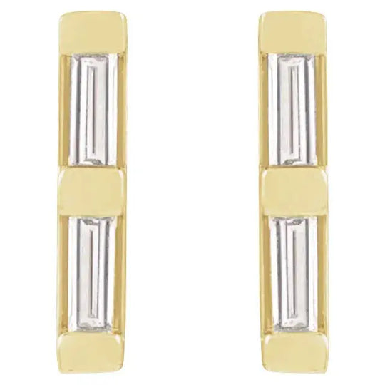 Natural Baguette Diamond Bar Earrings Jimmy Leon Fine Jewelry