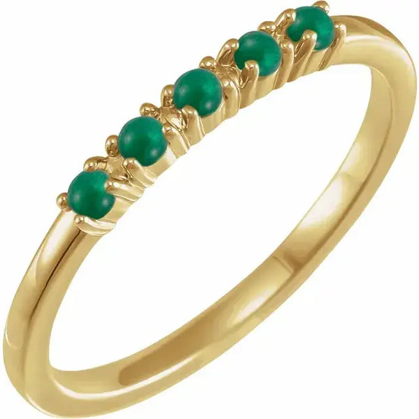 Emerald Cabochon Ring – 14K Gold