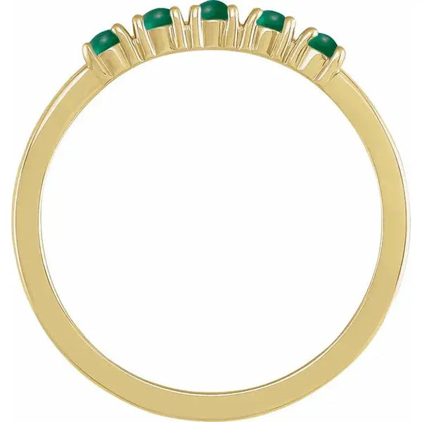 Emerald Cabochon Ring – 14K Gold - 2