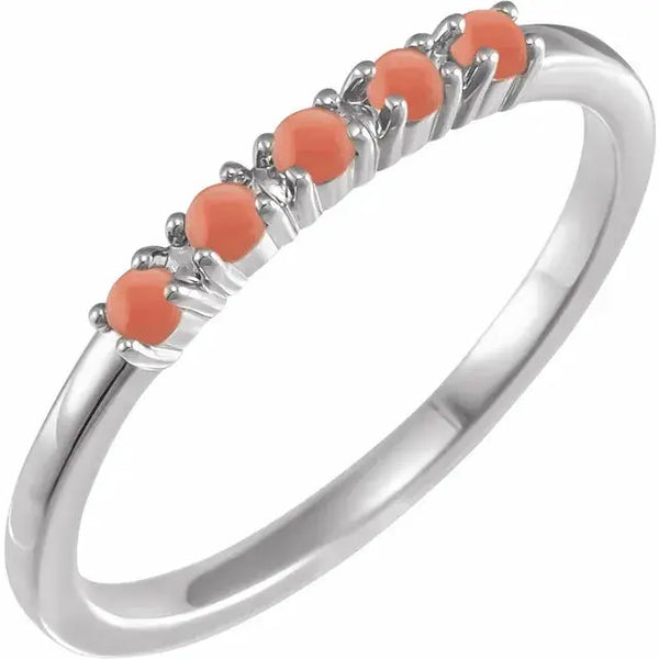 Pink Coral Cabochon Ring – 14K Gold - 3