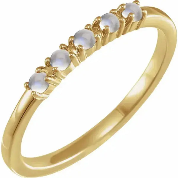 Rainbow Moonstone Cabochon Ring – 14K Gold