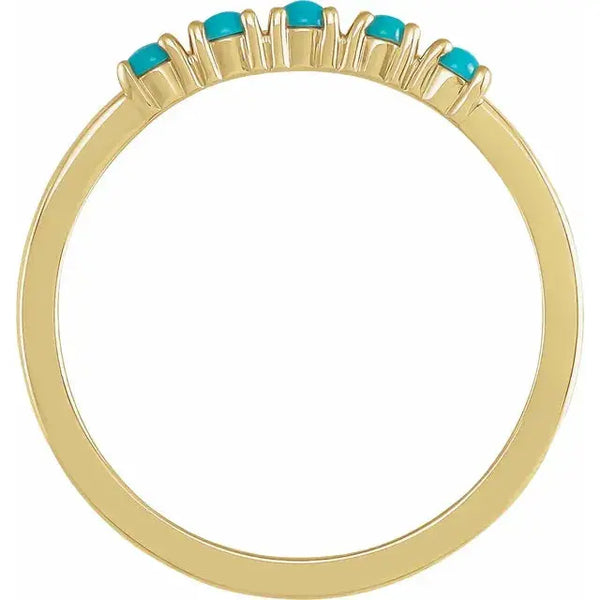 Turquoise Cabochon Stackable Ring – 14K Gold - 2