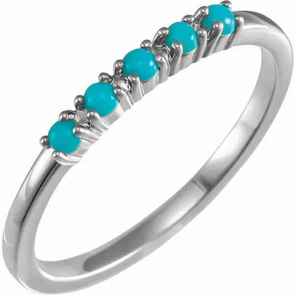 Turquoise Cabochon Stackable Ring – 14K Gold - 3