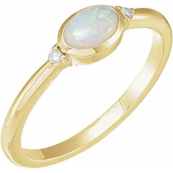 White Ethiopian Opal Ring – Solid Gold Jewelry