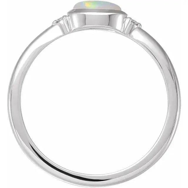 Natural White Ethiopian Opal Ladies Ring in Silver Jimmy Leon Fine Jewelry